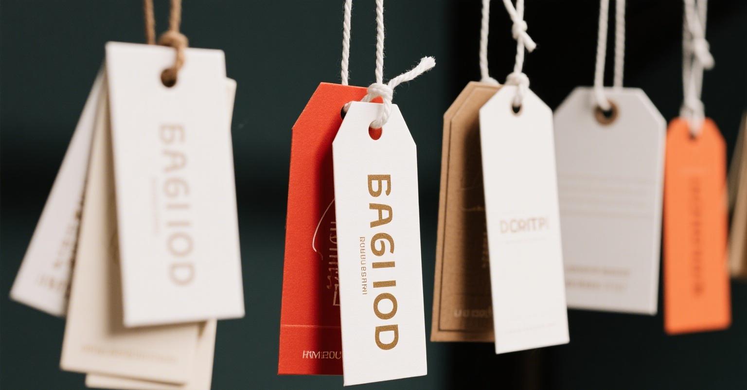 Different styles of retail hang tags